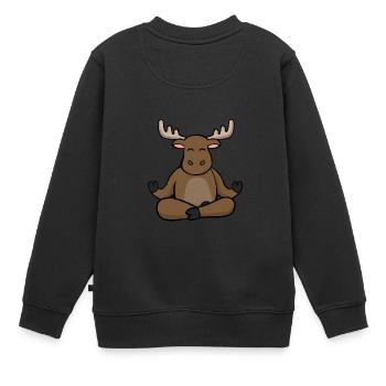 Yoga Elch - Kinder Premium Organic Sweatshirt - Schwarz - Hinten - AI Model Kid Female (0cm)