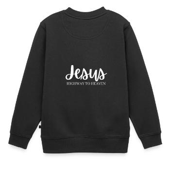 Jesus Highway to Heaven Geschenk - Kinder Premium Organic Sweatshirt - Schwarz - Hinten - AI Model Kid Female (0cm)