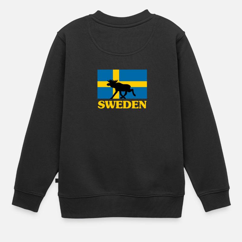 Drapeau de la Suède Elk - Sweat Premium enfant bio - noir