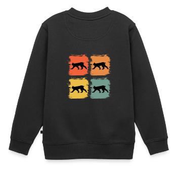 Luchs Wildtier Tier Retro Pop Art Geschenkidee - Kinder Premium Organic Sweatshirt - Schwarz - Hinten - AI Model Kid Female (0cm)
