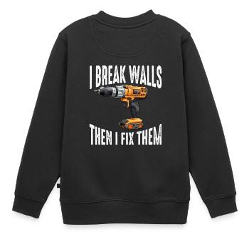 Trockenbauinstallateur Trockenbauer Trockenbaufertiger - Kinder Premium Organic Sweatshirt - Schwarz - Hinten - AI Model Kid Female (0cm)