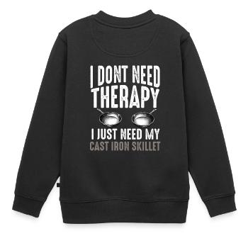 Cast Iron Pan Lover Frying Skillet Funny Cooking - Kids Premium Organic Sweatshirt - black - Back - AI Model Kid Female (0cm)