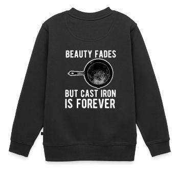 Cast Iron Pan Lover Frying Skillet Funny Cooking - Kids Premium Organic Sweatshirt - black - Back - AI Model Kid Female (0cm)