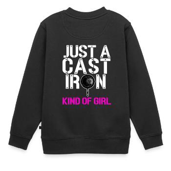 Poêle en fonte Lover Friture Poêle Drôle De Cuisson - Sweat Premium enfant bio - noir - Dos - AI Model Kid Female (0cm)