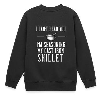 Poêle en fonte Lover Friture Poêle Drôle De Cuisson - Sweat Premium enfant bio - noir - Dos - AI Model Kid Female (0cm)