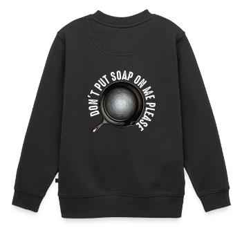 Poêle en fonte Lover Friture Poêle Drôle De Cuisson - Sweat Premium enfant bio - noir - Dos - AI Model Kid Female (0cm)