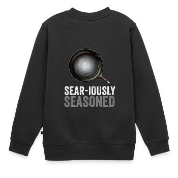 Cast Iron Pan Lover Frying Skillet Funny Cooking - Kids Premium Organic Sweatshirt - black - Back - AI Model Kid Female (0cm)