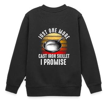 Poêle en fonte Lover Friture Poêle Drôle De Cuisson - Sweat Premium enfant bio - noir - Dos - AI Model Kid Female (0cm)