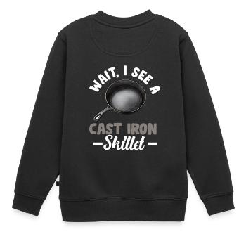 Cast Iron Pan Lover Frying Skillet Funny Cooking - Kids Premium Organic Sweatshirt - black - Back - AI Model Kid Female (0cm)