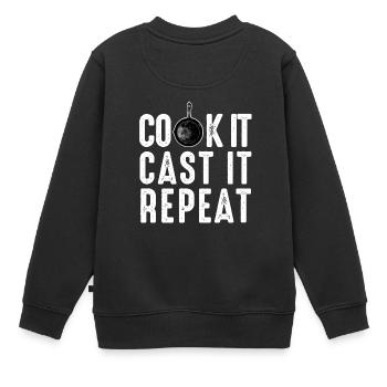 Cast Iron Pan Lover Frying Skillet Funny Cooking - Kids Premium Organic Sweatshirt - black - Back - AI Model Kid Female (0cm)