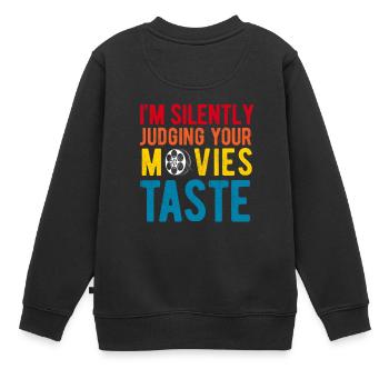 Filmkritiker, Kino, Filmfan, Liebhaber, lustiger Rezensent - Kinder Premium Organic Sweatshirt - Schwarz - Hinten - AI Model Kid Female (0cm)