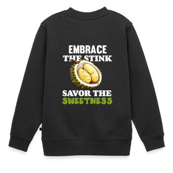 Durian Fruchtliebhaber Lustige Durio Zibethinus Männer - Kinder Premium Organic Sweatshirt - Schwarz - Hinten - AI Model Kid Female (0cm)