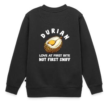 Durian Fruchtliebhaber Lustige Durio Zibethinus Männer - Kinder Premium Organic Sweatshirt - Schwarz - Hinten - AI Model Kid Female (0cm)
