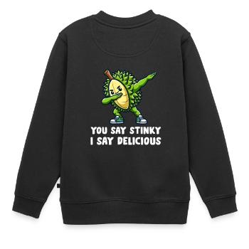 Durian Fruchtliebhaber Lustige Durio Zibethinus Männer - Kinder Premium Organic Sweatshirt - Schwarz - Hinten - AI Model Kid Female (0cm)