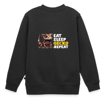 Schopfgecko Männer Frauen Eidechse Wimpern Gecko - Kinder Premium Organic Sweatshirt - Schwarz - Hinten - AI Model Kid Female (0cm)