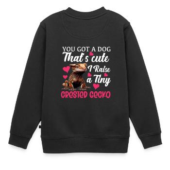 Schopfgecko Männer Frauen Eidechse Wimpern Gecko - Kinder Premium Organic Sweatshirt - Schwarz - Hinten - AI Model Kid Female (0cm)