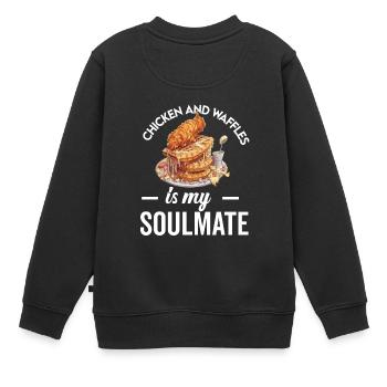 Hühnchen und Waffeln Gebratene Hähnchenflügel Liebhaber - Kinder Premium Organic Sweatshirt - Schwarz - Hinten - AI Model Kid Female (0cm)