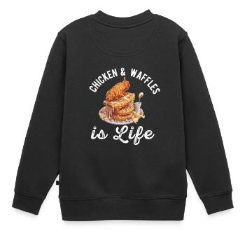 Hühnchen und Waffeln Gebratene Hähnchenflügel Liebhaber - Kinder Premium Organic Sweatshirt - Schwarz - Hinten - AI Model Kid Female (0cm)