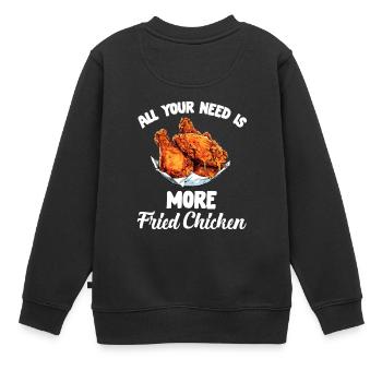 Hühnchen und Waffeln Gebratene Hähnchenflügel Liebhaber - Kinder Premium Organic Sweatshirt - Schwarz - Hinten - AI Model Kid Female (0cm)