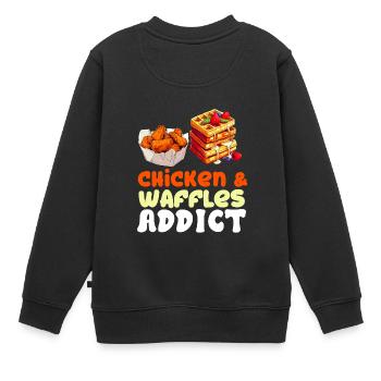 Hühnchen und Waffeln Gebratene Hähnchenflügel Liebhaber - Kinder Premium Organic Sweatshirt - Schwarz - Hinten - AI Model Kid Female (0cm)