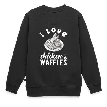 Hühnchen und Waffeln Gebratene Hähnchenflügel Liebhaber - Kinder Premium Organic Sweatshirt - Schwarz - Hinten - AI Model Kid Female (0cm)