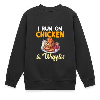 Hühnchen und Waffeln Gebratene Hähnchenflügel Liebhaber - Kinder Premium Organic Sweatshirt - Schwarz - Hinten - AI Model Kid Female (0cm)