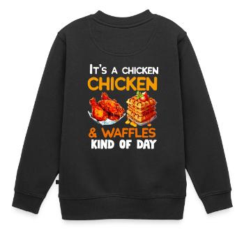Hühnchen und Waffeln Gebratene Hähnchenflügel Liebhaber - Kinder Premium Organic Sweatshirt - Schwarz - Hinten - AI Model Kid Female (0cm)