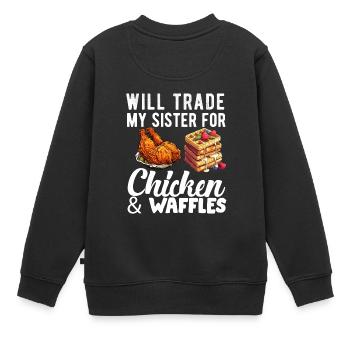 Hühnchen und Waffeln Gebratene Hähnchenflügel Liebhaber - Kinder Premium Organic Sweatshirt - Schwarz - Hinten - AI Model Kid Female (0cm)