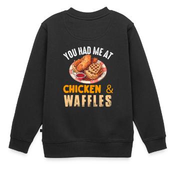 Hühnchen und Waffeln Gebratene Hähnchenflügel Liebhaber - Kinder Premium Organic Sweatshirt - Schwarz - Hinten - AI Model Kid Female (0cm)