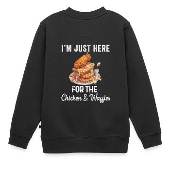 Hühnchen und Waffeln Gebratene Hähnchenflügel Liebhaber - Kinder Premium Organic Sweatshirt - Schwarz - Hinten - AI Model Kid Female (0cm)