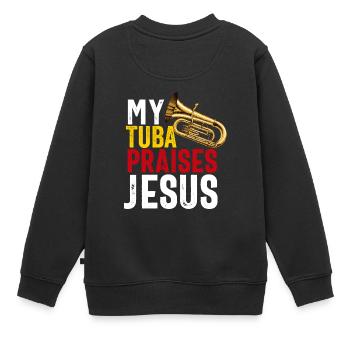 Joueur de tuba hommes femmes fanfare tubiste en laiton - Sweat Premium enfant bio - noir - Dos - AI Model Kid Female (0cm)