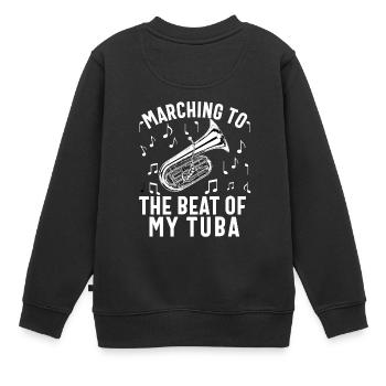 Joueur de tuba hommes femmes fanfare tubiste en laiton - Sweat Premium enfant bio - noir - Dos - AI Model Kid Female (0cm)