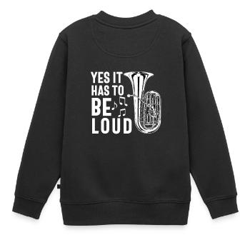 Joueur de tuba hommes femmes fanfare tubiste en laiton - Sweat Premium enfant bio - noir - Dos - AI Model Kid Female (0cm)