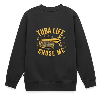 Joueur de tuba hommes femmes fanfare tubiste en laiton - Sweat Premium enfant bio - noir - Dos - AI Model Kid Female (0cm)