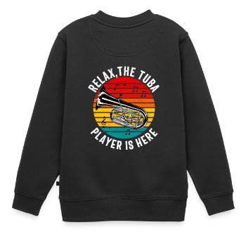 Joueur de tuba hommes femmes fanfare tubiste en laiton - Sweat Premium enfant bio - noir - Dos - AI Model Kid Female (0cm)