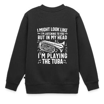 Joueur de tuba hommes femmes fanfare tubiste en laiton - Sweat Premium enfant bio - noir - Dos - AI Model Kid Female (0cm)