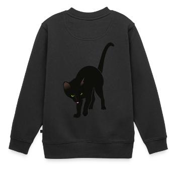 schwarze Katze - Kinder Premium Organic Sweatshirt - Schwarz - Hinten - AI Model Kid Female (0cm)