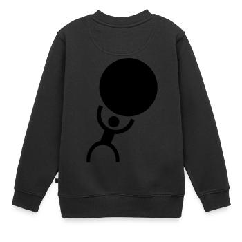 Starker Mann | Bodybuilding | Bodybuilder Gewichte - Kinder Premium Organic Sweatshirt - Schwarz - Hinten - AI Model Kid Female (0cm)