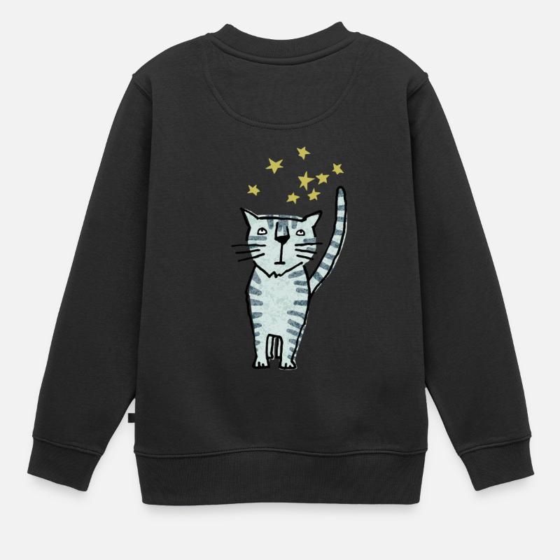 chat - Sweat Premium enfant bio - noir