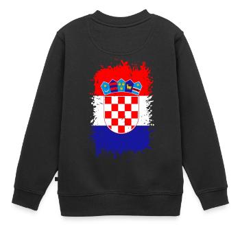 Kroatien - Kinder Premium Organic Sweatshirt - Schwarz - Hinten - AI Model Kid Female (0cm)