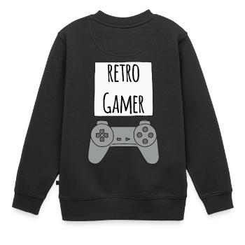 Gamer Retro PS - Kinder Premium Organic Sweatshirt - Schwarz - Hinten - AI Model Kid Female (0cm)