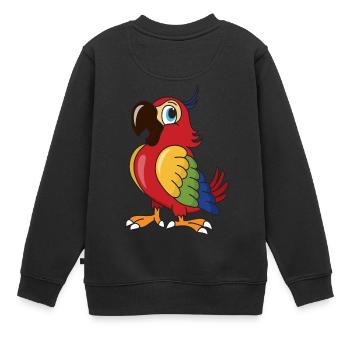 Papagei Vogel Vögel - Kinder Premium Organic Sweatshirt - Schwarz - Hinten - AI Model Kid Female (0cm)