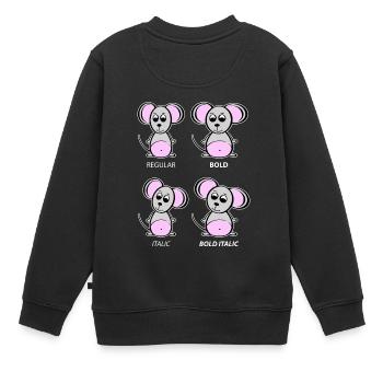 Grafiker Maus - Typografie-Erklärung - Kinder Premium Organic Sweatshirt - Schwarz - Hinten - AI Model Kid Female (0cm)