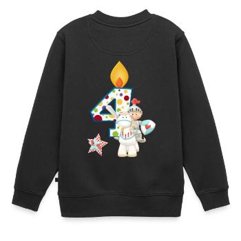 Geburtstag Zahl 4 Prinz Ritter Pferd Junge - Kinder Premium Organic Sweatshirt - Schwarz - Hinten - AI Model Kid Female (0cm)