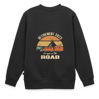 Retraité Retraité 2023 Camping-car sur la route - Sweat Premium enfant bio - noir - Dos - AI Model Kid Female (0cm)