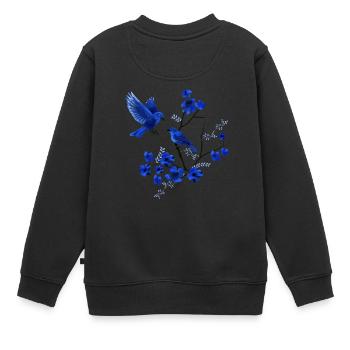 Oiseau bleu - Sweat Premium enfant bio - noir - Dos - AI Model Kid Female (0cm)