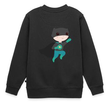 super-héros - Sweat Premium enfant bio - noir - Dos - AI Model Kid Female (0cm)