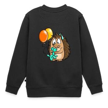 Paulchen Peng Igel Ballons Design Statement - Kinder Premium Organic Sweatshirt - Schwarz - Hinten - AI Model Kid Female (0cm)