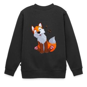 Singender Fuchs - Kinder Premium Organic Sweatshirt - Schwarz - Hinten - AI Model Kid Female (0cm)