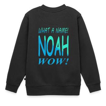 Noah first name birth name boy name gift idea - Kids Premium Organic Sweatshirt - black - Back - AI Model Kid Female (0cm)